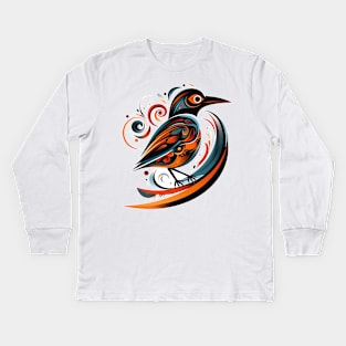 Mesmerizing Orange and Blue Bird Kids Long Sleeve T-Shirt